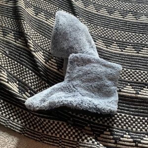 Light blue fuzzy slippers !